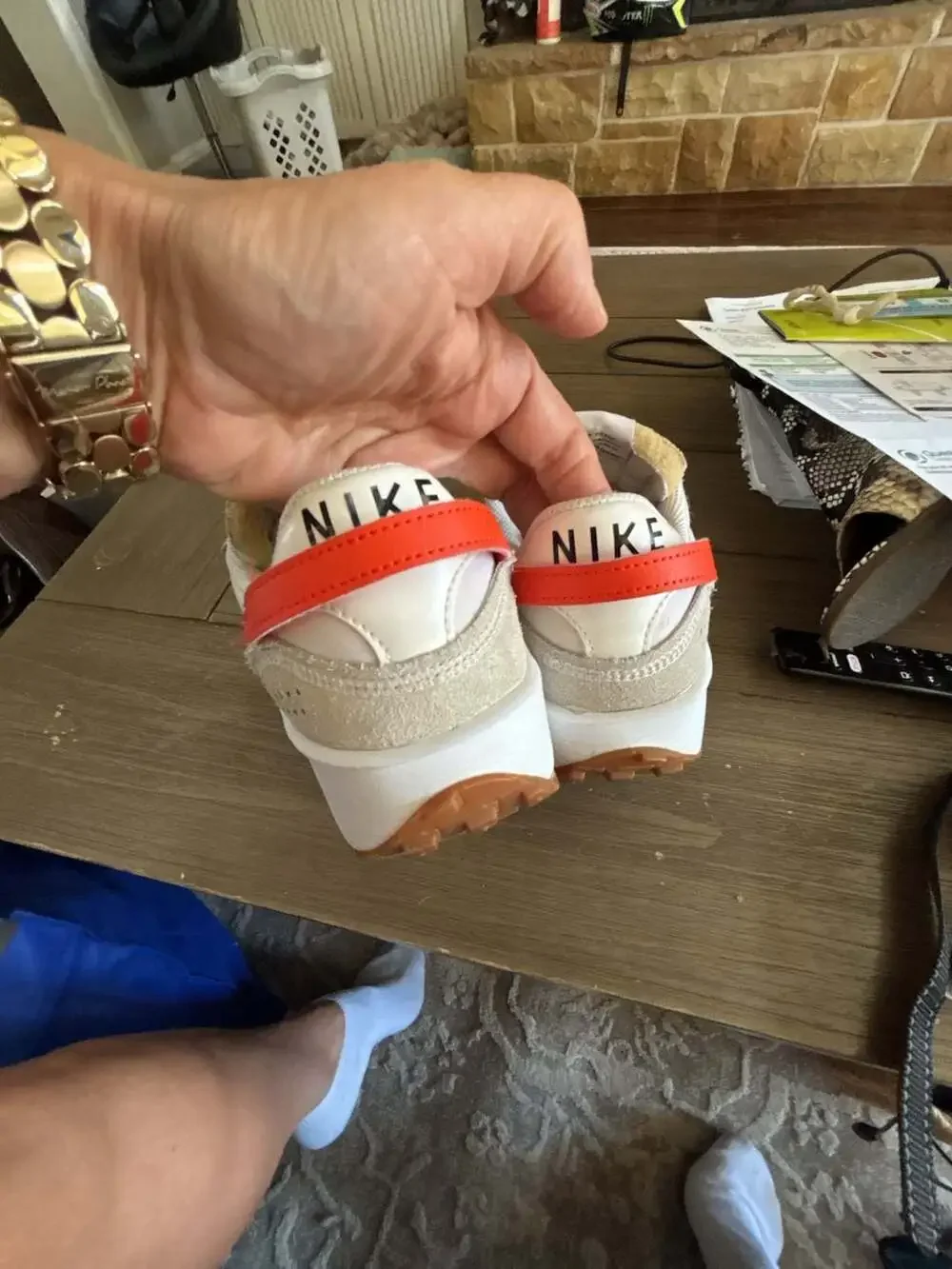 Nike Waffle Debut Women's Sneakers in White/Orange Leopard Print